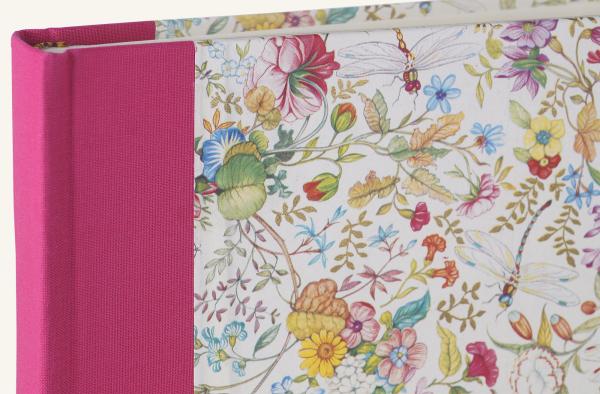 Bezauberndes Fotoalbum "Libellula" pink, Blumenwiese, besonderes Album, Handarbeit